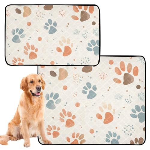 Urinierdecke für Hunde, waschbar, rutschfeste Matte für Hunde für den Innenbereich, 61 x 91,4 cm + 91,4 x 106,7 cm, Beige, Hundepfotenabdrücke, 2 Stück Urinierdecke für Hunde, waschbar, rutschfeste Matte für Hunde für den Innenbereich, 61 x 91,4 cm + 91,4 x 106,7 cm, Beige, Hundepfotenabdrücke, 2 Stück von siphylline