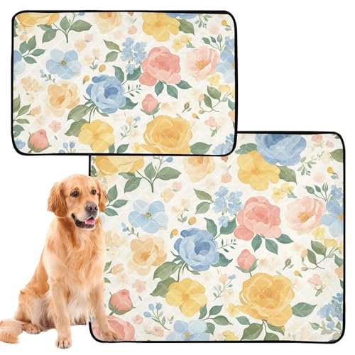 Uriniermatte für große Hunde, waschbar, rutschfest, Bodenmatte für Strand, 61 x 91,4 cm + 91,4 x 106,7 cm, bunte Cartoon-Rosen, 2 Stück Uriniermatte für große Hunde, waschbar, rutschfest, Bodenmatte für Strand, 61 x 91,4 cm + 91,4 x 106,7 cm, bunte Cartoon-Rosen, 2 Stück von siphylline