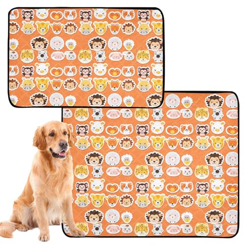 Uriniermatte für große Hunde, waschbar, rutschfest, für Rasen, 61 x 91,4 cm + 91,4 x 106,7 cm, niedliches Cartoon-Tier, 2 Stück Uriniermatte für große Hunde, waschbar, rutschfest, für Rasen, 61 x 91,4 cm + 91,4 x 106,7 cm, niedliches Cartoon-Tier, 2 Stück von siphylline