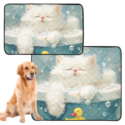 Wasserabsorbierende Matte für Hundenapf, Hundematten, waschbar, rutschfest, für Auto und Flugzeug, 61 x 91,4 cm + 91,4 x 106,7 cm, Badekatze, 2 Stück Wasserabsorbierende Matte für Hundenapf, Hundematten, waschbar, rutschfest, für Auto und Flugzeug, 61 x 91,4 cm + 91,4 x 106,7 cm, Badekatze, 2 Stück von siphylline