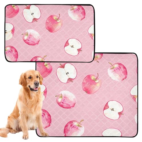 Wasserabsorbierende Matte für Hundenapf, Urinierunterlagen, extra groß, waschbar, rutschfest, für Reisen, 61 x 91,4 cm + 91,4 x 106,7 cm, niedliches Cartoon-Blush Fruit, 2 Stück Wasserabsorbierende Matte für Hundenapf, Urinierunterlagen, extra groß, waschbar, rutschfest, für Reisen, 61 x 91,4 cm + 91,4 x 106,7 cm, niedliches Cartoon-Blush Fruit, 2 Stück von siphylline