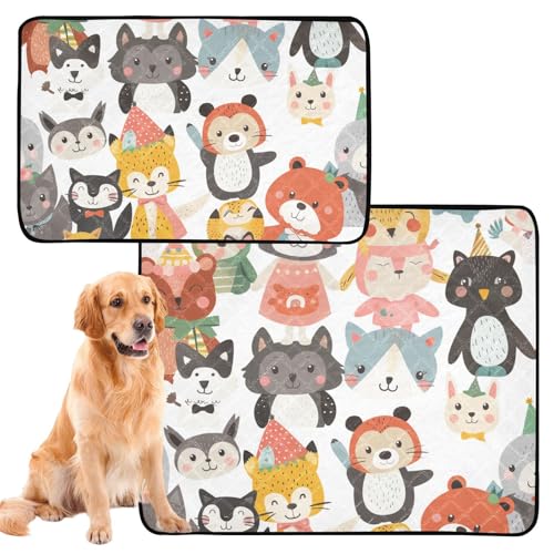 Wasserabsorbierende Matte für Hundenapf, groß, waschbar, Urinierunterlagen für Hunde, rutschfeste Matte für Hunde am Strand, 61 x 91,4 cm + 91,4 x 106,7 cm, niedliche Cartoon-Tiere, 2 Stück Wasserabsorbierende Matte für Hundenapf, groß, waschbar, Urinierunterlagen für Hunde, rutschfeste Matte für Hunde am Strand, 61 x 91,4 cm + 91,4 x 106,7 cm, niedliche Cartoon-Tiere, 2 Stück von siphylline
