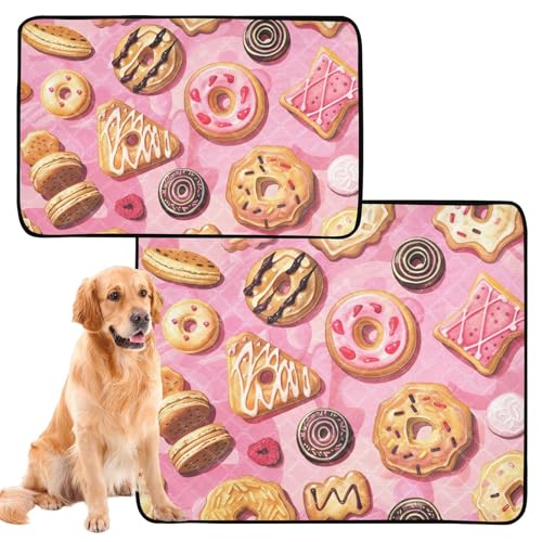 Wasserabsorbierende Matte für Hundenapf, schlammige Matten für Hunde, waschbar, rutschfest, Teppich für Sofa, 61 x 91,4 cm + 91,4 x 106,7 cm, Rouge-Hintergrund, Cartoon-Plätzchen, 2 Stück Wasserabsorbierende Matte für Hundenapf, schlammige Matten für Hunde, waschbar, rutschfest, Teppich für Sofa, 61 x 91,4 cm + 91,4 x 106,7 cm, Rouge-Hintergrund, Cartoon-Plätzchen, 2 Stück von siphylline