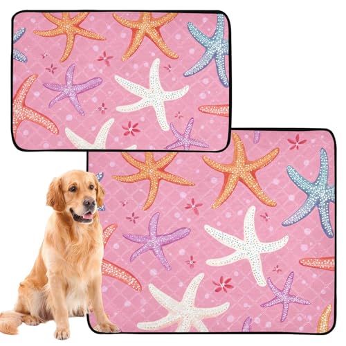 Wasserabsorbierende Matte für Hundenapf, schlammige Matten für Hunde, waschbar, rutschfest, für draußen, 61 x 91,4 cm + 91,4 x 106,7 cm, Cartoon-Seestern, Rouge, 2 Stück Wasserabsorbierende Matte für Hundenapf, schlammige Matten für Hunde, waschbar, rutschfest, für draußen, 61 x 91,4 cm + 91,4 x 106,7 cm, Cartoon-Seestern, Rouge, 2 Stück von siphylline