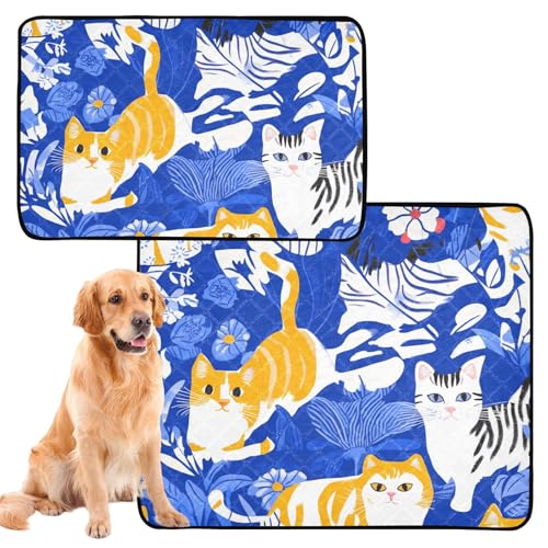 Wasserabsorbierende Matte für Hundenapf, waschbar, Urinierunterlagen für Hunde, rutschfeste Matte für Autositz, 61 x 91,4 cm + 91,4 x 106,7 cm, schickes amerikanisches Kurzhaar, Königsblau, 2 Stück Wasserabsorbierende Matte für Hundenapf, waschbar, Urinierunterlagen für Hunde, rutschfeste Matte für Autositz, 61 x 91,4 cm + 91,4 x 106,7 cm, schickes amerikanisches Kurzhaar, Königsblau, 2 Stück von siphylline