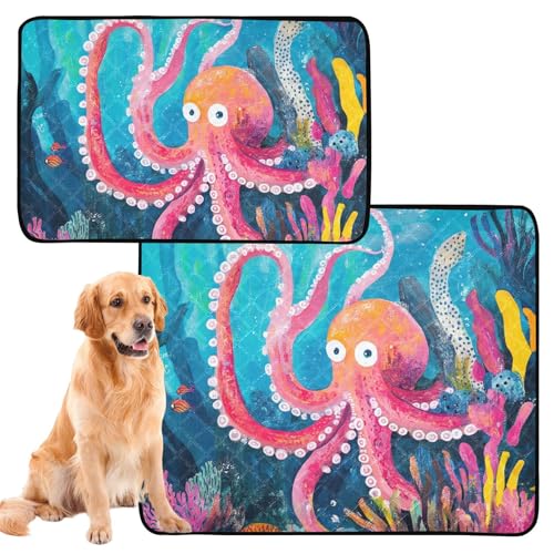 Wasserabsorbierende Matte für Hundenapf, waschbar, rutschfest, für Strand, 61 x 91,4 cm + 91,4 x 106,7 cm, Meerestiere, 2 Stück Wasserabsorbierende Matte für Hundenapf, waschbar, rutschfest, für Strand, 61 x 91,4 cm + 91,4 x 106,7 cm, Meerestiere, 2 Stück von siphylline