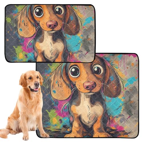 Wasserabsorbierende Matte für Hundenapf, wiederverwendbar, rutschfest, Bodenmatte für Rasen, 61 x 91,4 cm + 91,4 x 106,7 cm, Cartoon-Hund, 2 Stück Wasserabsorbierende Matte für Hundenapf, wiederverwendbar, rutschfest, Bodenmatte für Rasen, 61 x 91,4 cm + 91,4 x 106,7 cm, Cartoon-Hund, 2 Stück von siphylline