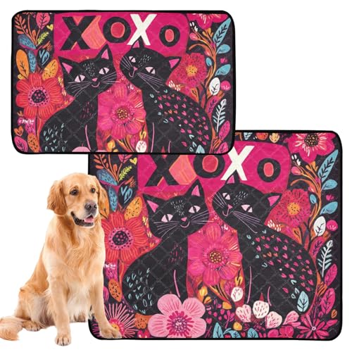 XOXO Hundematte für Hunde, waschbar, rutschfest, für Autositz, 61 x 91,4 cm + 91,4 x 106,7 cm, Valentinstag, Blumen, schwarze Katzen, 2 Stück XOXO Hundematte für Hunde, waschbar, rutschfest, für Autositz, 61 x 91,4 cm + 91,4 x 106,7 cm, Valentinstag, Blumen, schwarze Katzen, 2 Stück von siphylline