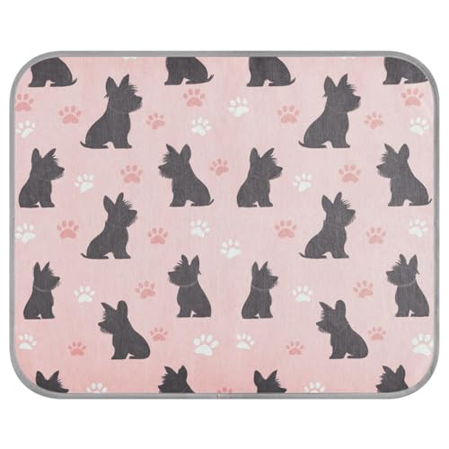 siphylline Black Scottish Terrier Paw Peach Summer Cooling Blanket for Dogs Self Cooling Bed for Cats for Cat's Indoor Tapete Frio para Perros S von siphylline