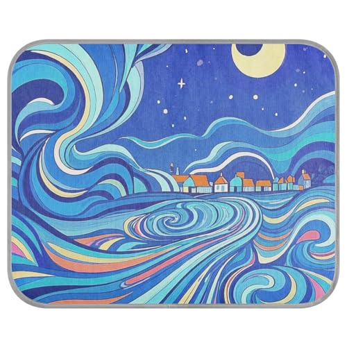 siphylline Blue Magic Star and Moon Sommer-Outdoor-Kühlmatte für Hunde, selbstkühlende Decken für Outdoor-Katzen, für Kätzchen, Indoor-Katzen, bequem, Größe S von siphylline