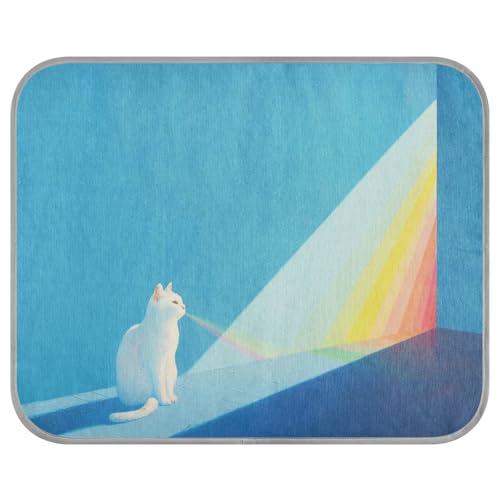 siphylline Cat Behind Rainbow Sommer-Kühlbett für Hunde, selbstkühlendes Bett für draußen, für Schweine, Indoor-Katzen, rutschfest, Mantas frías para Perros S von siphylline