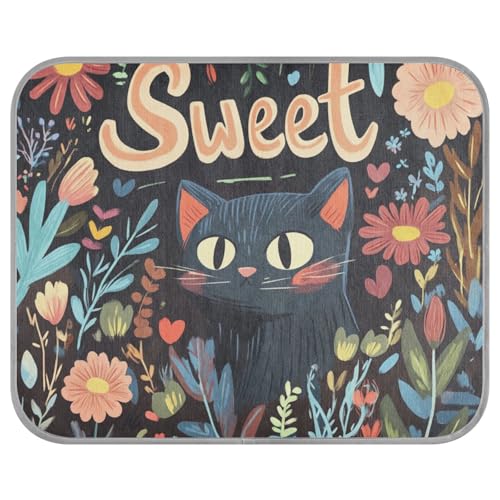 siphylline Florals schwarze Katzen, süße Sommer-Hunde-Kühlmatte, selbstkühlende Decken für Outdoor-Katzen für Kaninchen, Outdoor, waschbar, Band Frio para Perros S von siphylline