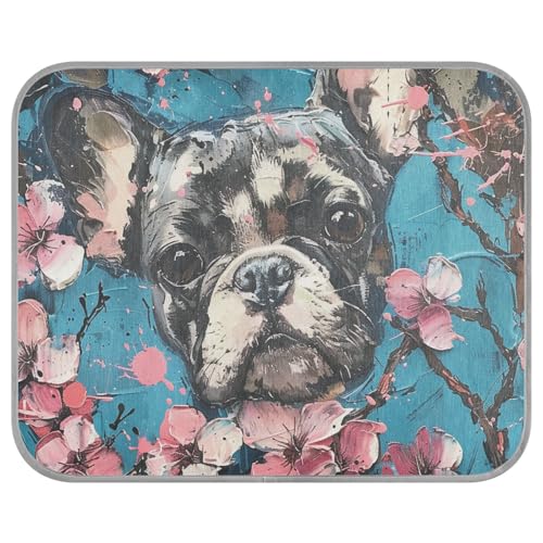 siphylline Französische Bulldogge Kirschblüte Sommer Outdoor Kühlmatte für Hunde Selbstkühlendes Bett für draußen für Katzen Indoor Katzen Weiches Klebeband Frio para Perros S von siphylline