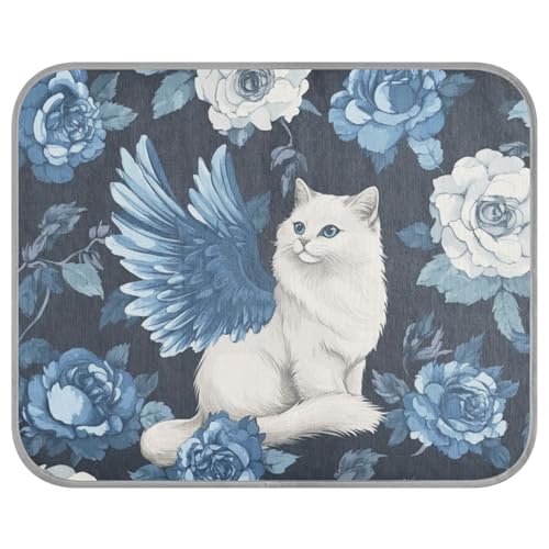 siphylline Gel-Kühlkissen mit blauen Rosenflügeln für den Sommer, selbstkühlend, Haustierbetten für Katzen für Hunde, Außenkatze, abnehmbares Klebeband, Refrescante para mascotas S von siphylline