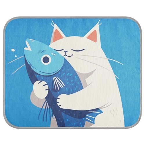 siphylline Kühlende Hundematte mit Cartoon-Motiv, niedlich, weiß, Sommer, selbstkühlend, für draußen, für drinnen und draußen, Essentials von siphylline