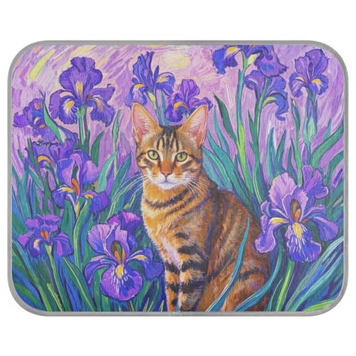 siphylline Kühlkissen für den Sommer, Motiv: niedliche braune Katze, violette Blumen, selbstkühlende Betten für den Außenbereich, für Kaninchen, Outdoor, Katze, Zubehör, Manta Refrescante para perro S siphylline Kühlkissen für den Sommer, Motiv: niedliche braune Katze, violette Blumen, selbstkühlende Betten für den Außenbereich, für Kaninchen, Outdoor, Katze, Zubehör, Manta Refrescante para perro S von siphylline