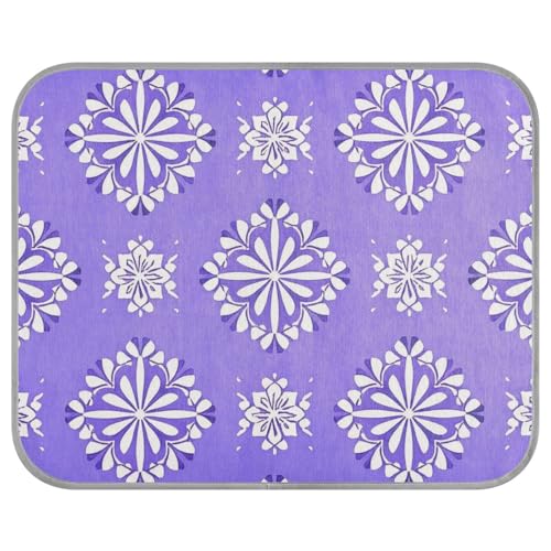 siphylline Manta Fria para Perros S Boho-Blumenmuster, kühlendes Sommerbett für Hunde, selbstkühlende Katzendecke für den Außenbereich, Weiß, Lavendel von siphylline