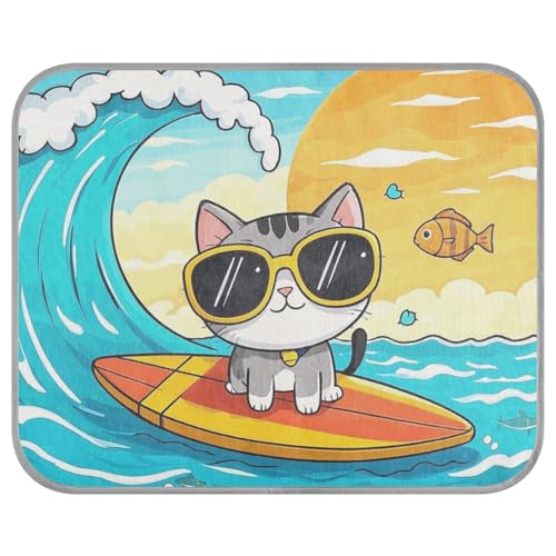 siphylline Niedliche Cartoon-Sommerkatze, Surfen, Sommer, Outdoor, Kühlmatte, selbstkühlende Decke für Hunde für Haustiere, Reisen, wasserdicht, Manta, Refrescante para perro S von siphylline