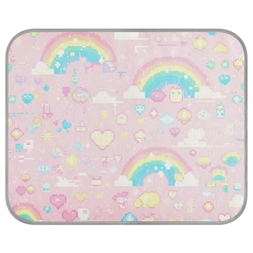 siphylline Pixal Katzenbett mit Pfirsichmuster, Regenbogen-Sommer, kühlend, selbstkühlend, für drinnen und draußen, niedliches Esterilla-Refrescante para Perros S von siphylline