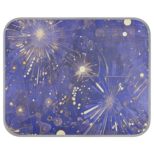siphylline Schickes abstraktes Feuerwerk, Gemälde, blau-goldfarben, Sommer-Kühlmatte, Gel, selbstkühlende Betten für Indoor-Katzen für Hunde, Outdoor-Haustier, nicht-elektrische Mantas frías para von siphylline