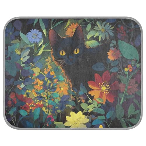 siphylline Schwarze Katze, Blumen, Sommer, Sommer, kühlend, selbstkühlend, für Indoor-Katzen für Tiere, gemütliches Schlafen, faltbar, Esterilla Refrescante para Perros S siphylline Schwarze Katze, Blumen, Sommer, Sommer, kühlend, selbstkühlend, für Indoor-Katzen für Tiere, gemütliches Schlafen, faltbar, Esterilla Refrescante para Perros S von siphylline