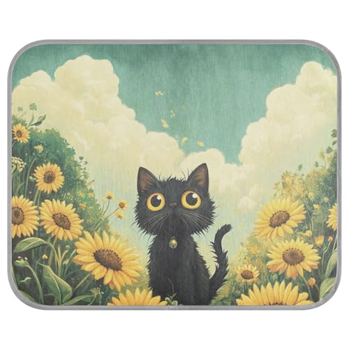 siphylline Schwarze Katze, Gänseblümchen, Sonnenblume, Frühling, Sommer, kühlendes Haustierbett, selbstkühlendes Bett für Outdoor-Katzen für Tiere, Indoor-Katzen, Katzenzubehör, Tapete enfriador para siphylline Schwarze Katze, Gänseblümchen, Sonnenblume, Frühling, Sommer, kühlendes Haustierbett, selbstkühlendes Bett für Outdoor-Katzen für Tiere, Indoor-Katzen, Katzenzubehör, Tapete enfriador para von siphylline