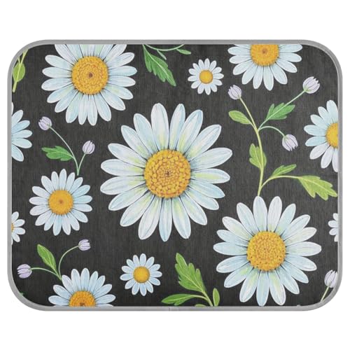 siphylline Sommer-Kühlmatte für Hunde, selbstkühlende Matte für Katzen, gemütliches Schlafen, wasserdicht, mit Gänseblümchen-Motiv, Weiß / Schwarz von siphylline