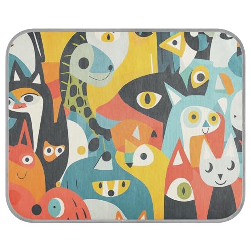 siphylline Tiere, abstrakte bunte Cartoon-Sommer-Hunde-Kühlkissen, selbstkühlend, Outdoor-Katzenbett für Kätzchen, Outdoor-Katzen, Essentials Tapete Frio para Perros S von siphylline