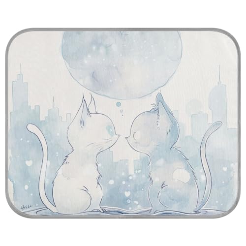 siphylline Watercolor Two Cats Summer Cat Cooling Mat Outdoor Self Cooling Cat Mat for Pet Outdoor Summer esterilla refrescante para Perros S von siphylline