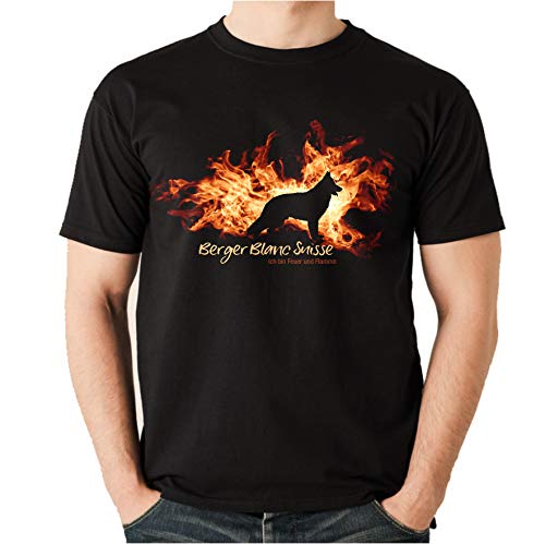 Berger Blanc Suisse - Feuer und Flamme - Feuer und Flamme - Unisex T-Shirt Shirt Siviwonder schwarz XXL von siviwonder