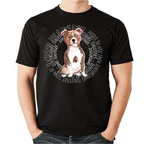 Circle - Staffordshire Bullterrier - Watercolor Dogs Unisex T-Shirt Shirt Siviwonder schwarz 4XL von siviwonder
