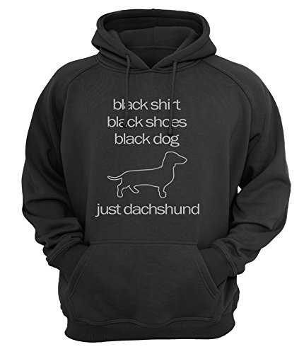 Dachshund Teckel Dackel Jagdhund - Black Dog - Unisex Hoodie Kapuzensweatshirt Pullover Hund Hunde Siviwonder Black-grau XXL von siviwonder