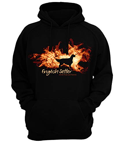 English Setter - Feuer und Flamme - Unisex Hoodie Kapuzensweatshirt Pullover Fun Siviwonder Black XL von siviwonder