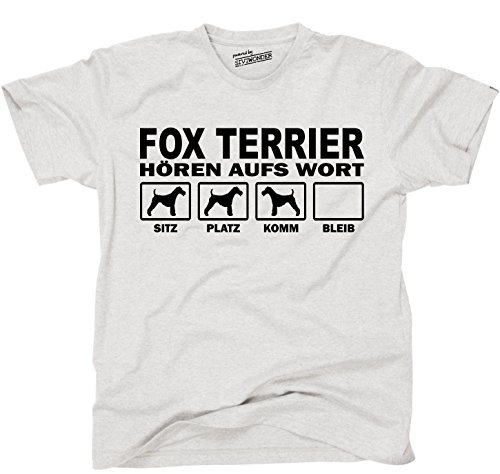 Fox Terrier Foxterrier - HÖREN AUFS Wort Unisex T-Shirt Shirt Siviwonder Hunde Hund ash hellgrau meliert XXL von siviwonder