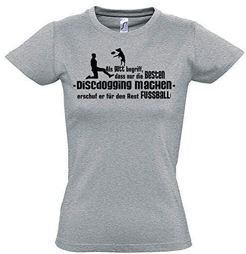 Gott DISCDOGGING Frisbee Hundefrisbee NO Fußball Hund Hunde - Women Girlie T-Shirt Siviwonder Sports Grey XL - 40 von siviwonder