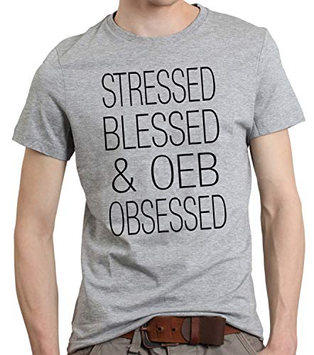 OEB Unisex T-Shirt Hundemotiv Stressed Blessed Old English Bulldog Farbe Sports Grey, Größe L von siviwonder