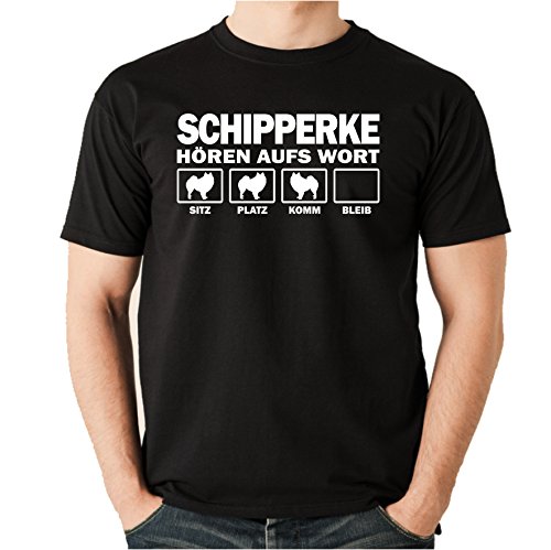 Schipperke Schifferspitz Schäferhund Spitz - HÖREN AUFS Wort Unisex T-Shirt Shirt Siviwonder Hunde Hund schwarz 4XL von siviwonder