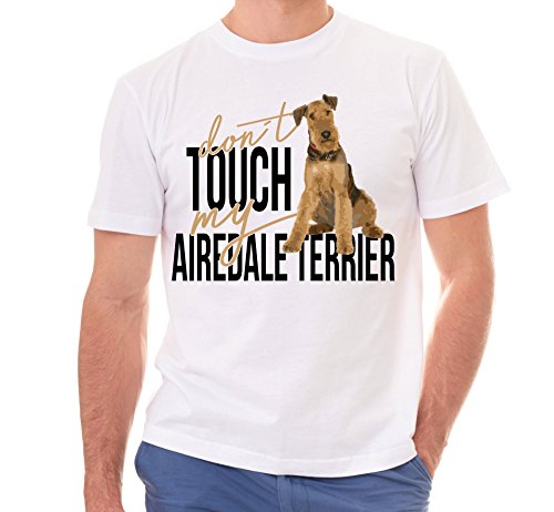 Siviwonder Unisex T-Shirt - Airedale Terrier - Dont Touch My - Hunde Fun Hund Weiss XL von siviwonder