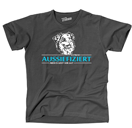 Siviwonder Unisex T-Shirt Australian Shepherd AUSSIEFIZIERT Hund Infiziert Fun Dark Grey - türkis M von siviwonder