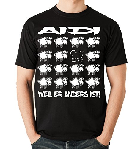 Siviwonder Unisex T-Shirt Black Sheep - AIDI Hütehund Schutzhund - Hunde Fun Schaf schwarz L von siviwonder
