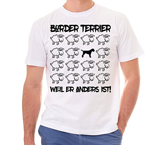 Siviwonder Unisex T-Shirt Black Sheep - Border Terrier - Hunde Fun Schaf Weiss L von siviwonder