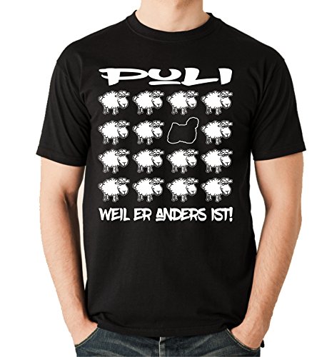 Siviwonder Unisex T-Shirt Black Sheep - PULI Zottel - Hunde Fun Schaf schwarz M von siviwonder