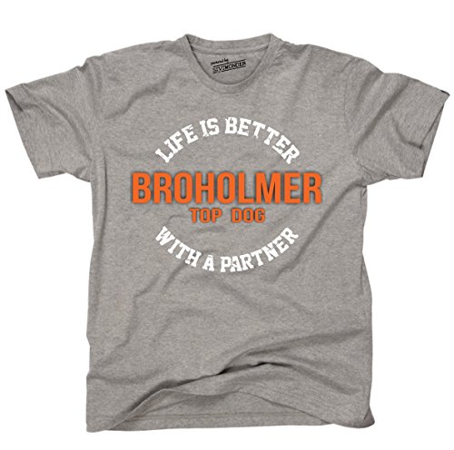 Siviwonder Unisex T-Shirt Broholmer - Life is Better Partner Hunde Sports Grey XXL von siviwonder