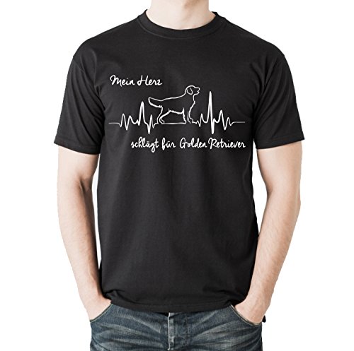 Siviwonder Unisex T-Shirt GOLDEN Retriever - Herz Heartbeat Hunde schwarz 3XL von siviwonder