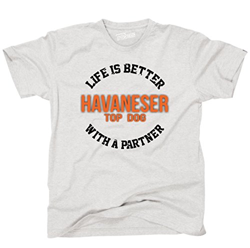 Siviwonder Unisex T-Shirt Havaneser - Life is Better Partner Hunde ash M von siviwonder