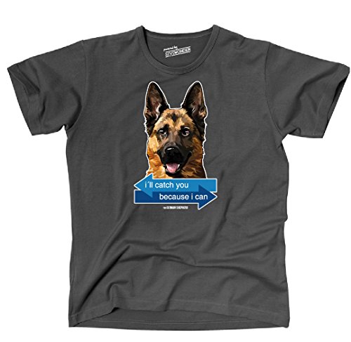 Siviwonder Unisex T-Shirt I´LL Catch You - Deutscher SCHÄFERHUND Hunde Fun WILSIGNS Dark Grey S von siviwonder