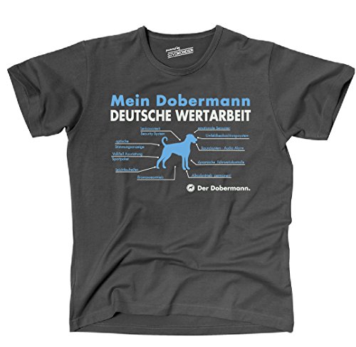 Siviwonder Unisex T-Shirt Innovation Dobermann unkupiert Teile Liste Hunde lustig Fun Dark Grey S von siviwonder