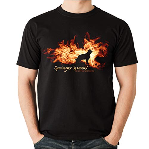 Springer Spaniel English - Feuer und Flamme Unisex T-Shirt Shirt Siviwonder schwarz L von siviwonder