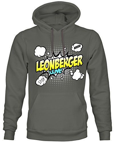Unisex Hoodie Kapuzensweatshirt - Leonberger deutsche Hunderasse Hund Hunde Leonberg - Comic Cartoon Fun Siviwonder Dark Grey M von siviwonder