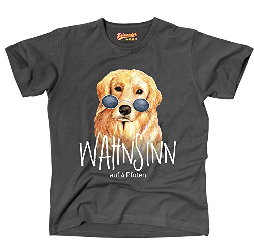Wahnsinn - Golden Retriever Goldie - auf 4 Pfoten - lustiges Hundemotiv Unisex T-Shirt Shirt Siviwonder Dark Grey S von siviwonder